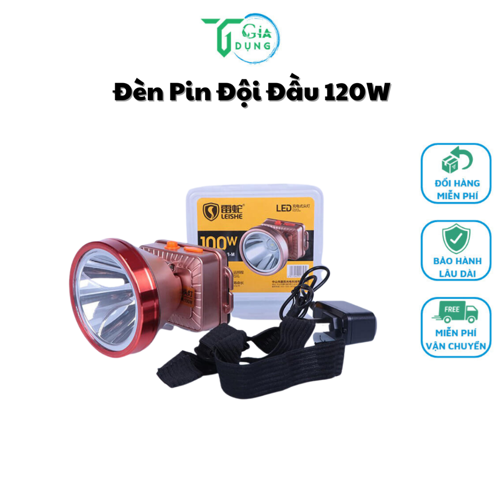 Đèn pin đội đầu siêu sáng chiếu xa 500m, đèn đội đầu 1 bóng pin trâu 3600mAh, chống thấm nước IPX6