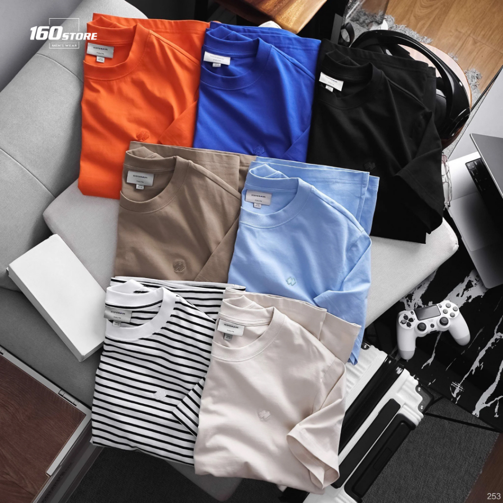 Áo thun nam ICONDENIM Trơn W Logo thêu nổi chất Cotton mềm mại - ATID0253