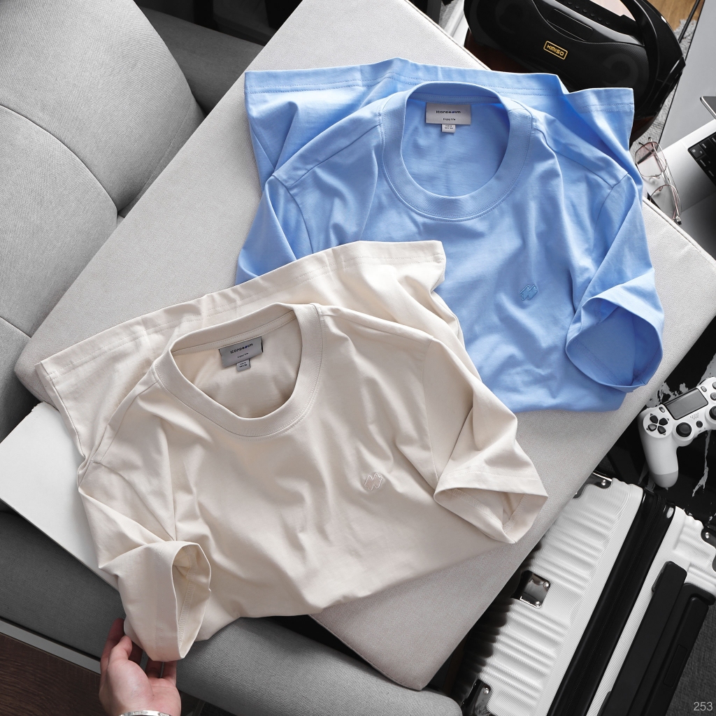 Áo thun nam ICONDENIM Trơn W Logo thêu nổi chất Cotton mềm mại - ATID0253