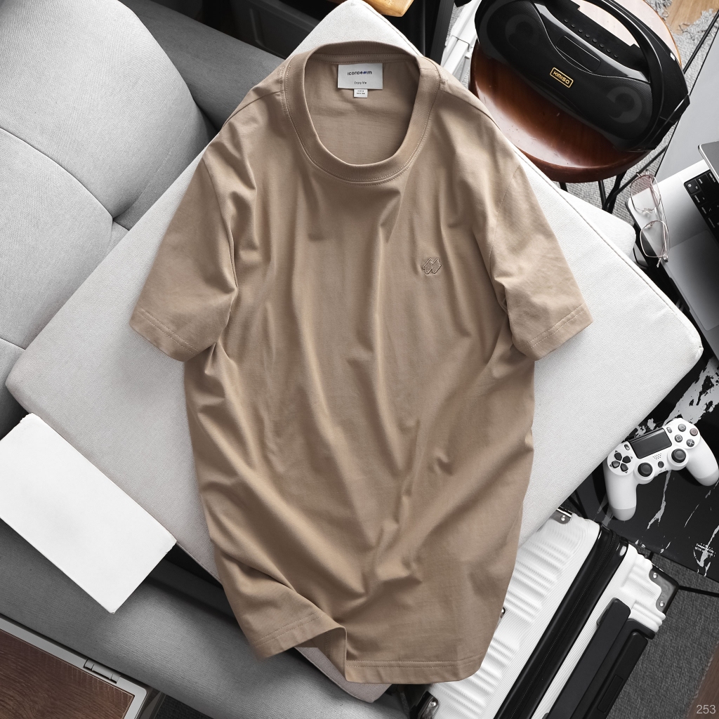 Áo thun nam ICONDENIM Trơn W Logo thêu nổi chất Cotton mềm mại - ATID0253