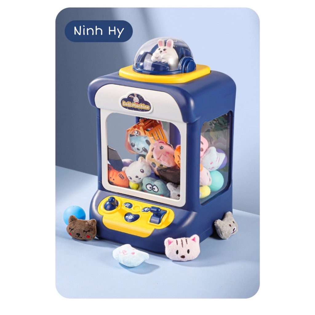 Máy Gắp Thú Bông Mini Dành Cho Bé,Có Nhạc Có Đèn Sẵn 10 Thú Bông, 10 Bóng Cho Trẻ Em