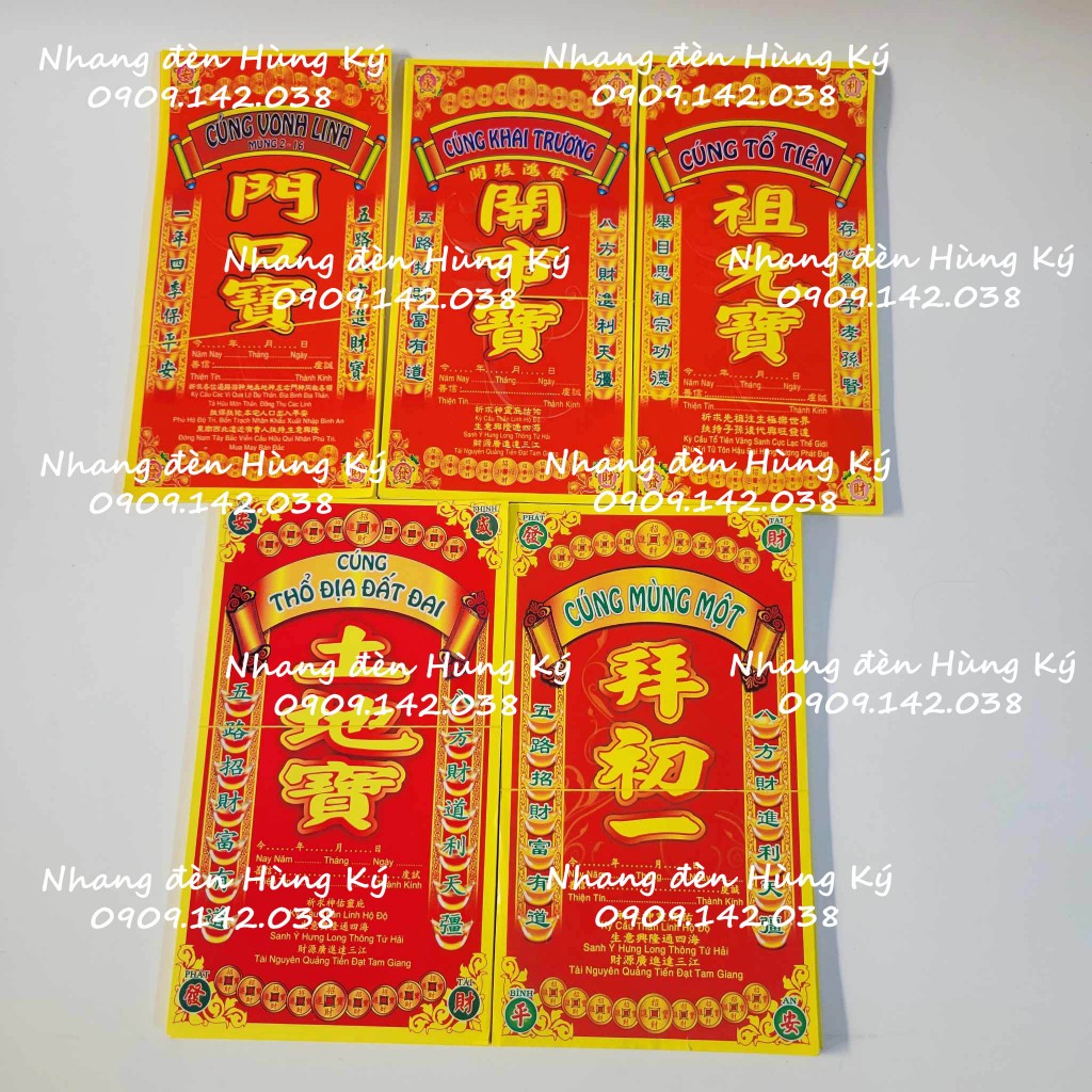 Các sớ giấy cúng kèm theo các bộ cúng nhiều loại