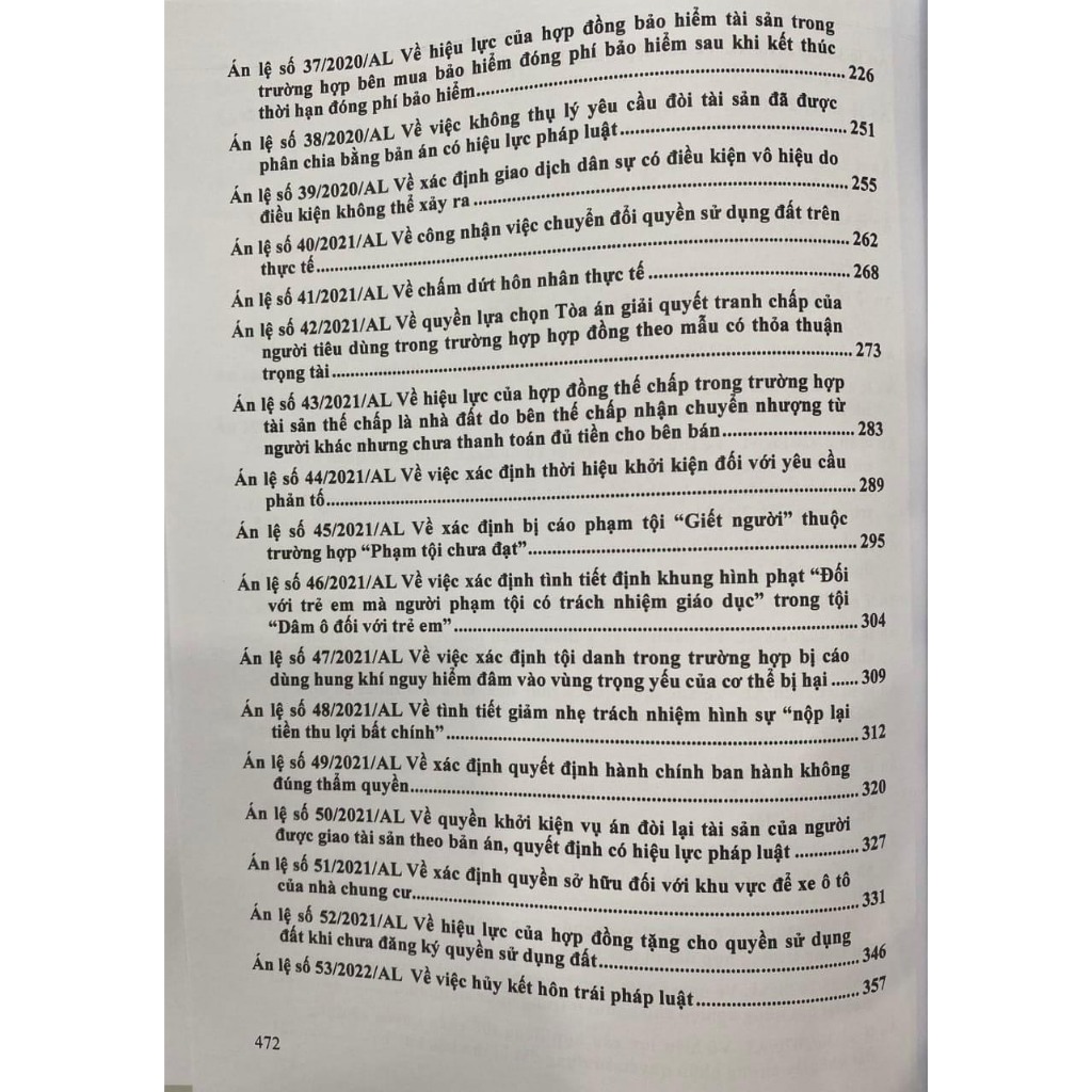 Sách- Hệ Thống 70 Án Lệ Đã Được Hội Đồng Thẩm Phán Tòa Án Nhân Dân Tối Cao Thông Qua