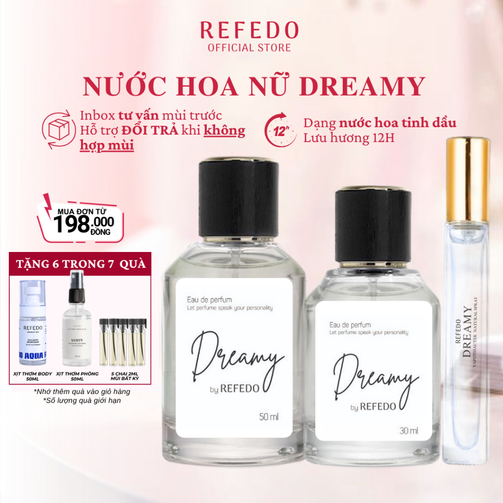 Nước Hoa Nữ Thơm Lâu Chính Hãng DREAMY REFEDO Tinh dầu nước hoa nhẹ nàng thơm lưu hương lâu chính hãng ngọt nhẹ nhàng