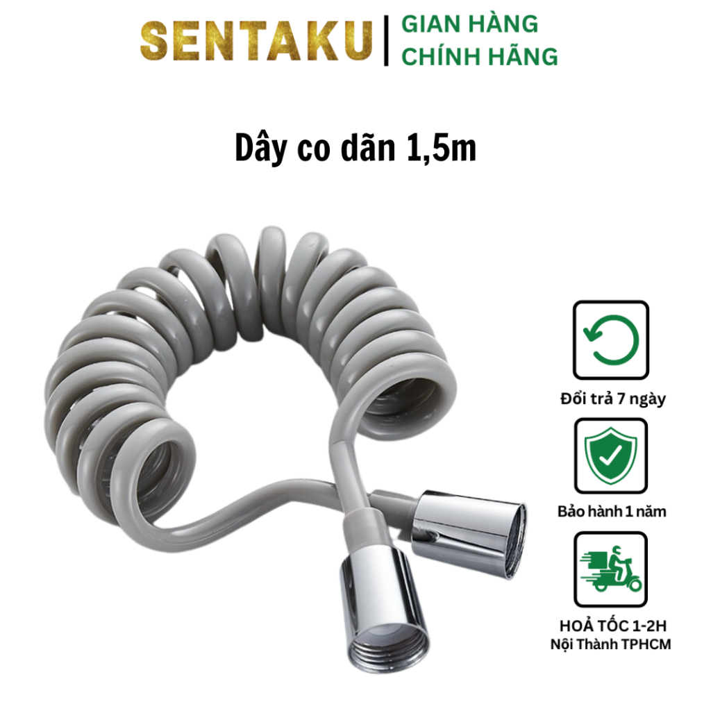 Dây Cấp Nước Vòi Xịt Vệ Sinh,Tưới Cây Nhựa ABS Mềm  Lò Xo Thu Gọn Bảo Quản Tiện ích - Sentaku
