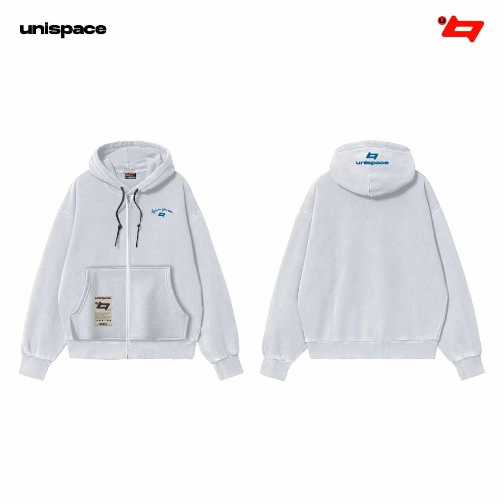 Áo hoodie zip local brand ByUniSpace áo khoác unisex nam nữ form rộng vải nỉ Logo