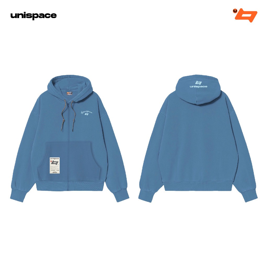 Áo hoodie zip local brand ByUniSpace áo khoác unisex nam nữ form rộng vải nỉ Logo