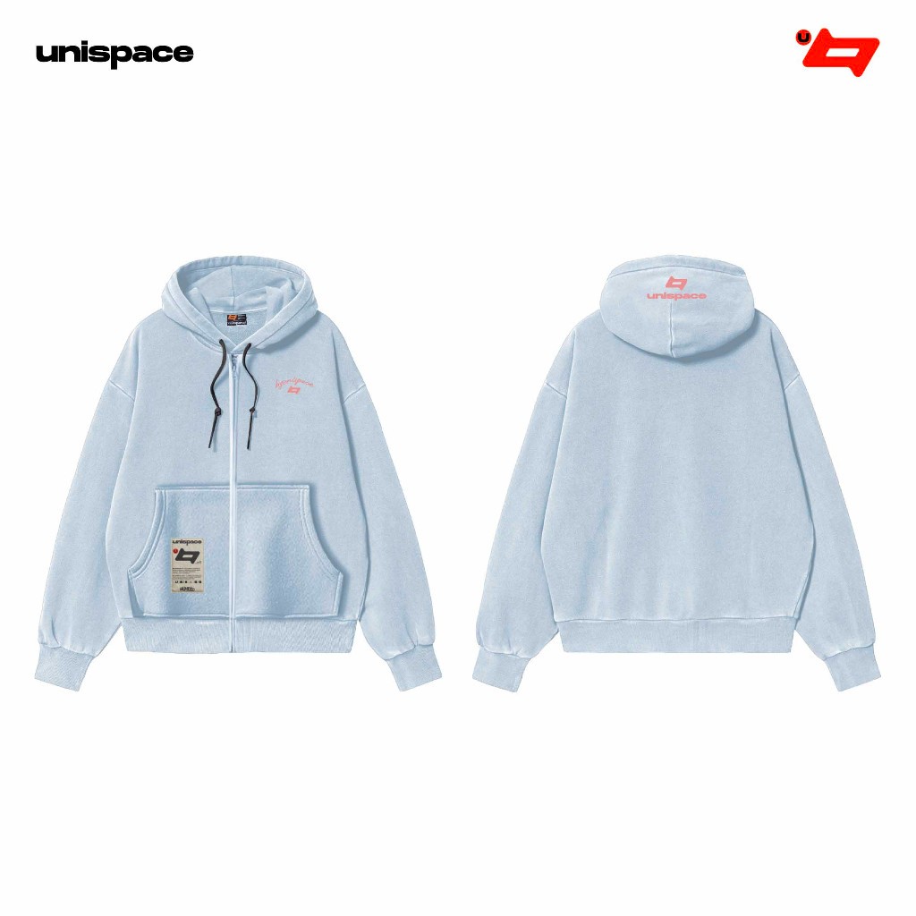 Áo hoodie zip local brand ByUniSpace áo khoác unisex nam nữ form rộng vải nỉ Logo