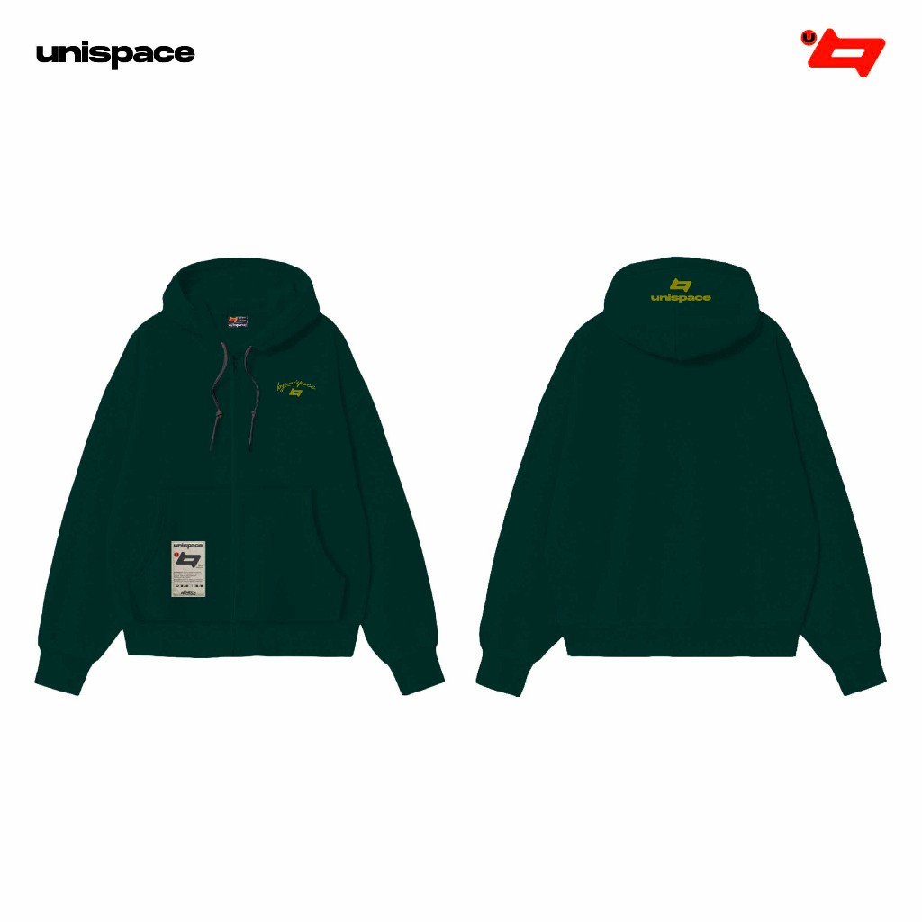 Áo hoodie zip local brand ByUniSpace áo khoác unisex nam nữ form rộng vải nỉ Logo