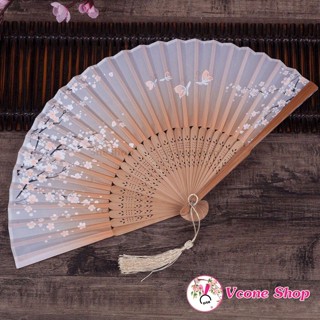 [ 99 mẫu ] Quạt cổ phong xám sen xếp nhỏ gọn cầm tay quà tặng xinh xắn phong cách Trung Quốc vải lụa in hoa trang nhã