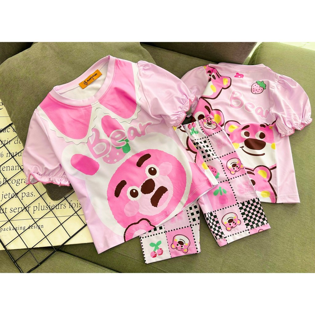 Bộ ngố 3D thun lạnh L1 bé gái in hoạt hình siêu cute