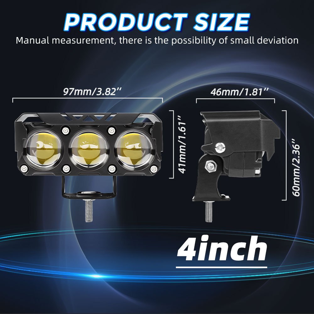 Trợ Sáng Bi Cầu S25, 1 Đèn Tích Hợp 3 Bi Cầu, Cos Vàng Pha Trắng, Phá Sương Mù, Lắp Ô Tô Xe Máy Xe Tải 12V 24V