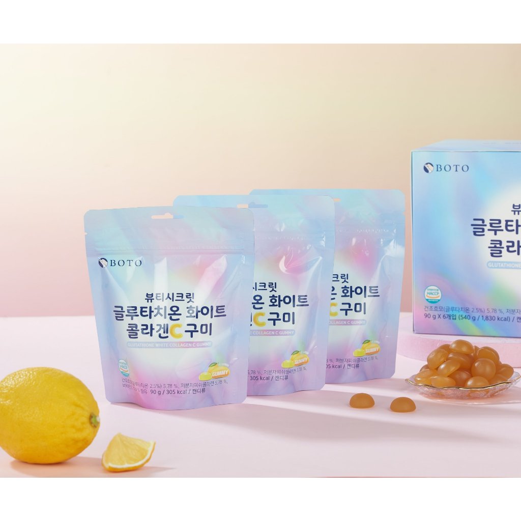 Kẹo Dẻo Collagen Glutathione Trắng Da Vitamin C BOTO White Hàn Quốc Gói 30 Viên x90g