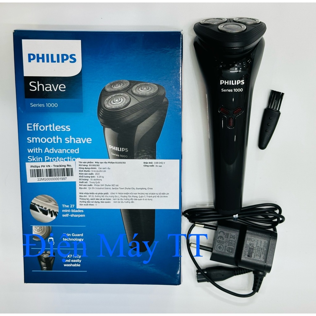 Máy cạo râu khô hoặc ướt Philips S1121 thay mẫu mới S1103 mẫu 2022, Hàng phân phối chính hãng