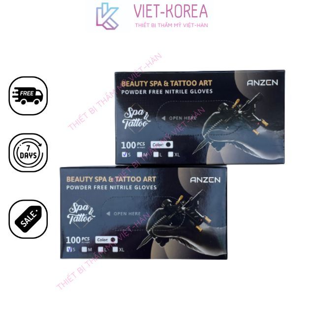 Hộp 100c Bao Tay Siêu Dai Cao Su Đen Y Tế Không Bột Găng Tay Đen Siêu Dai Sử Dụng Trong Tóc Spa Phun Xăm Thẩm Mỹ