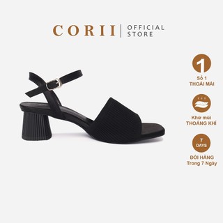CORII - Giày Sandal Cao Gót Quai Ngang Bản Bự Mũi Vuông Thời Trang và Thoải Mái Nhất - CR06WW1 Đen