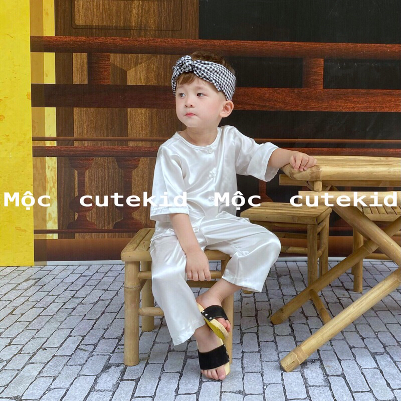 Bộ bà ba cho bé màu TRẮNG, màu NÂU  - bộ quần áo cho bé đi chơi, set đồ đi chơi Lễ Hội