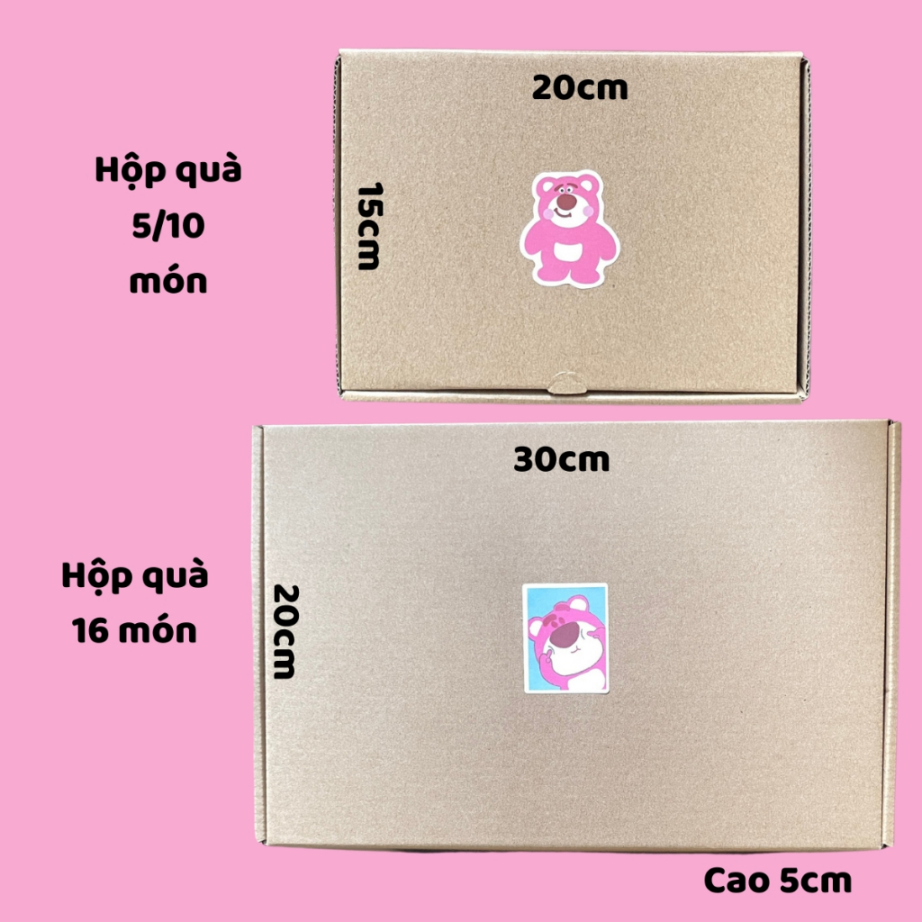 Set Quà Tặng Sinh Nhật Bạn Gái/ Nữ/ Người Yêu/ Bạn Thân Gấu Dâu Lotso 16 Món Giá Rẻ Có Hộp Saka