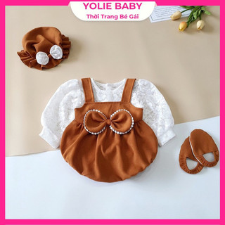 Body trắng bé gái phối nơ kèm tặng nón và vớ cho bé 4kg -12kg