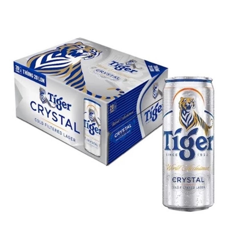 Thùng 20 lon bia TIGER BẠC CRYSTAL 330ml/lon. ĐỘ CỒN 4,6%.