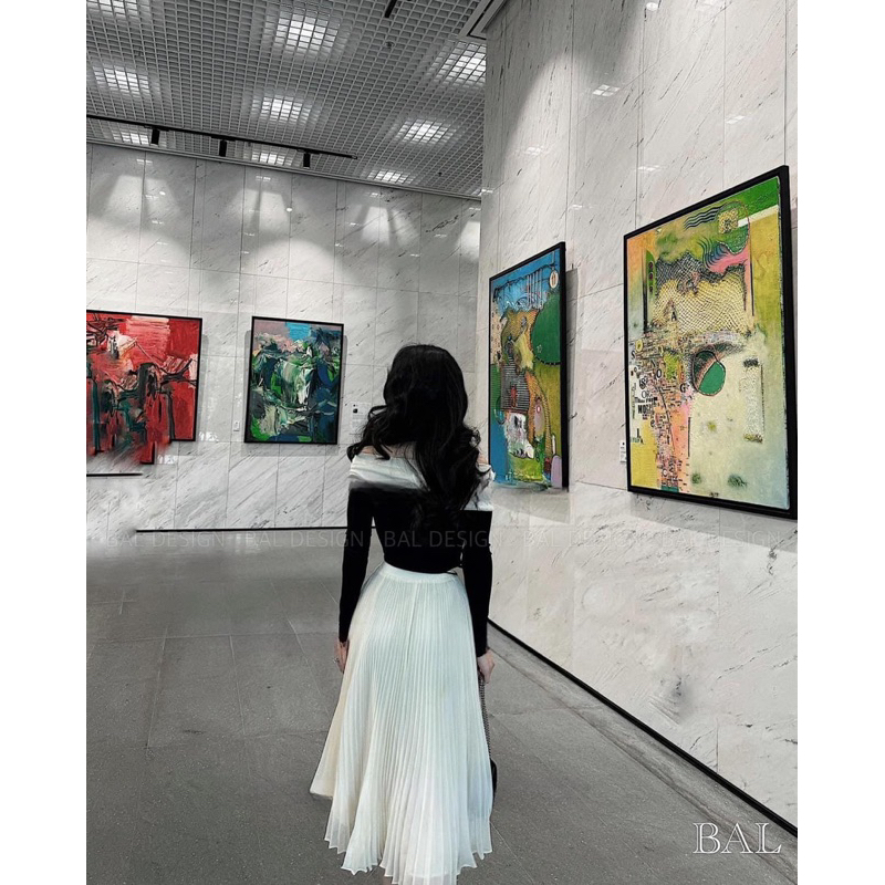 Set Trễ Vai Mix Chân Váy Dập Ly Đẹp Sang Chảnh🥰