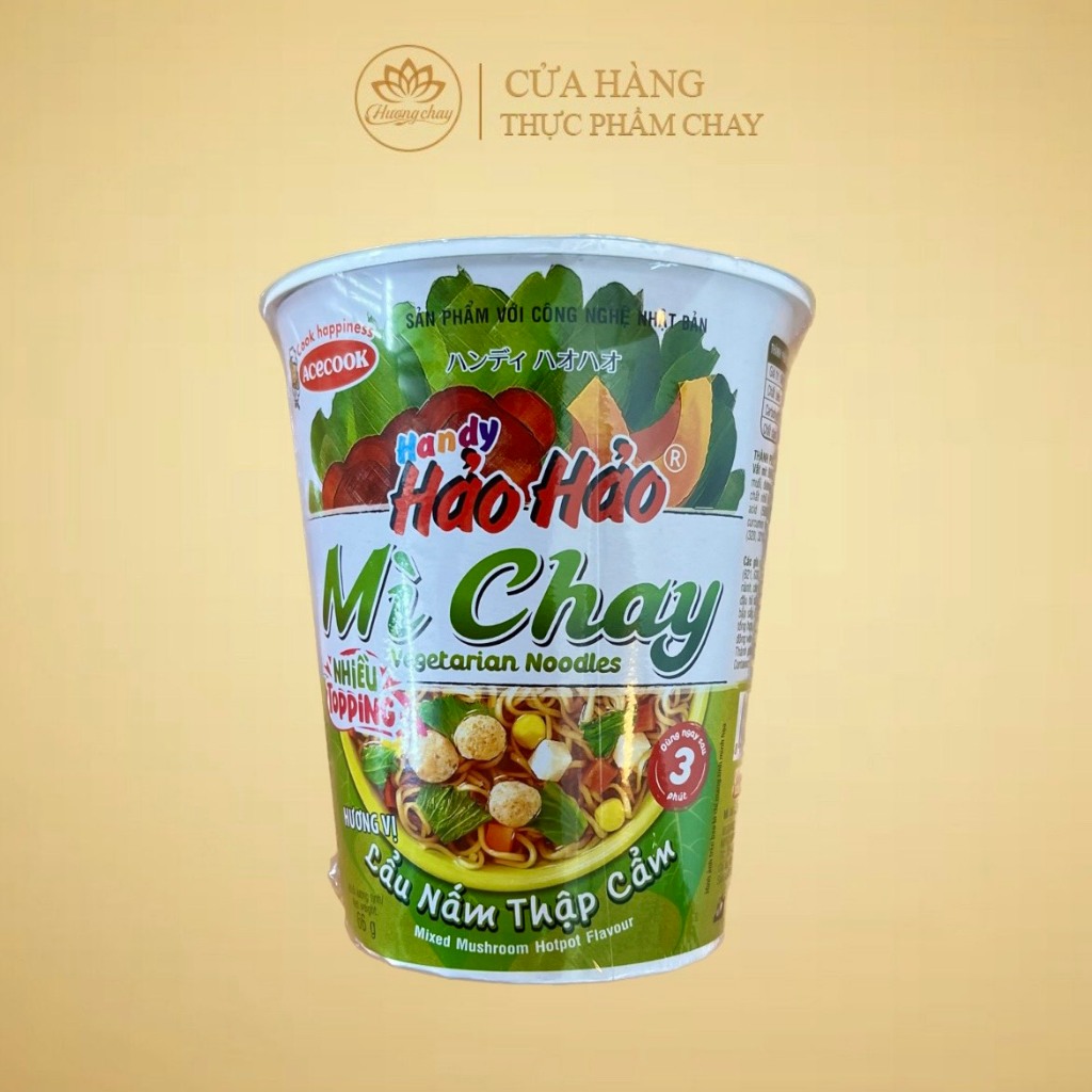 Mì chay Handy Hảo Hảo lẩu nấm thập cẩm ly 66g - Thực phẩm Hương Chay HHAL002