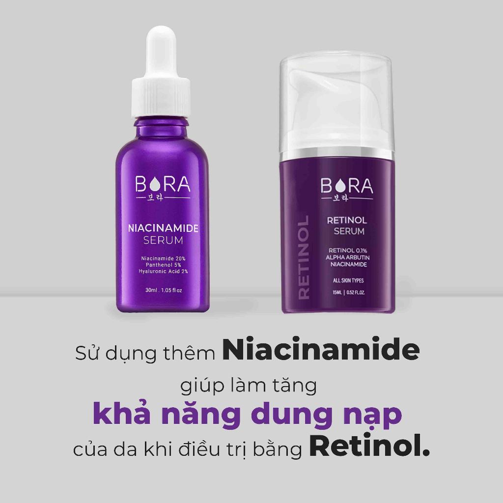 COMBO 4 Serum Retinol BORA 0.3% Dưỡng Trắng Da Ngừa Lão Hóa Mờ Nếp Nhăn Da Săn Chắc Chai 15ml