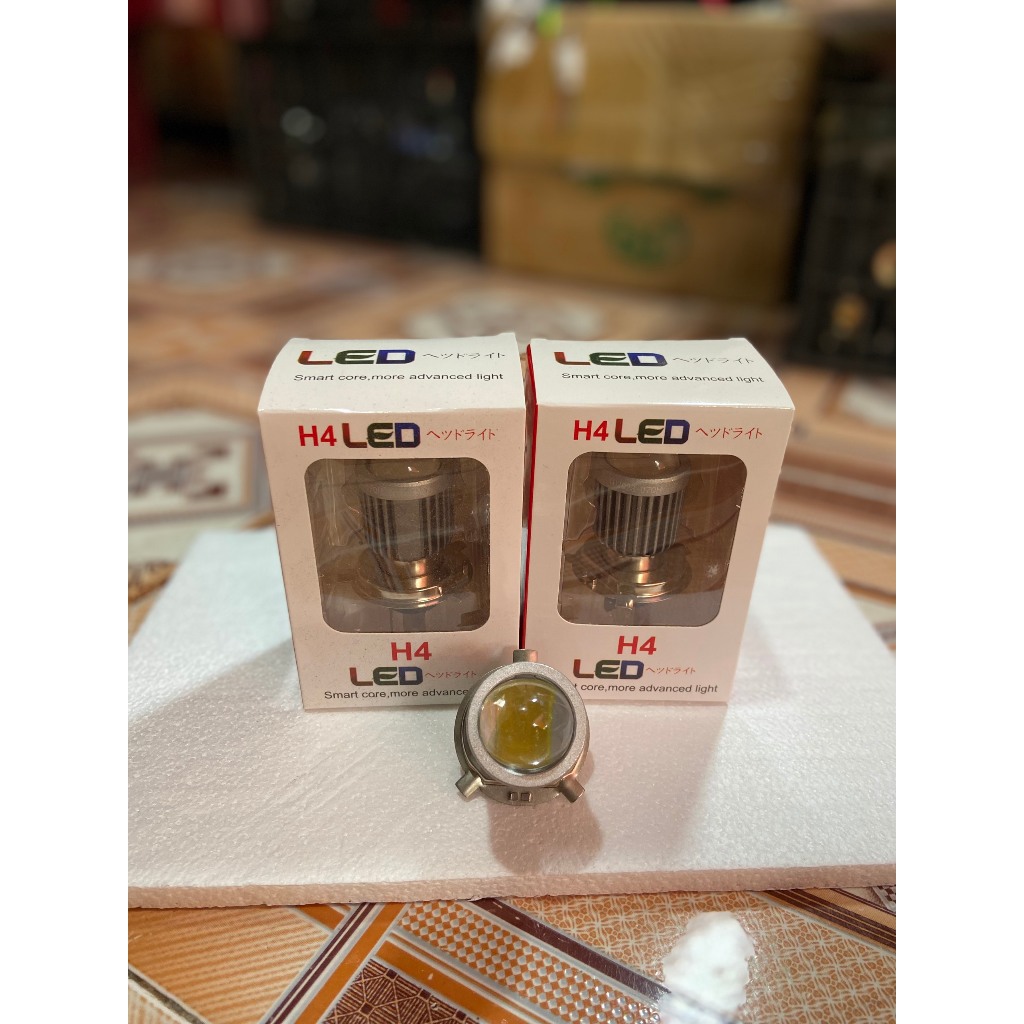 Đèn H4 Led Pha Bi Cầu 2 Màu Chân Lắp Cho Ô Tô Và Xe Máy Mẫu 2022