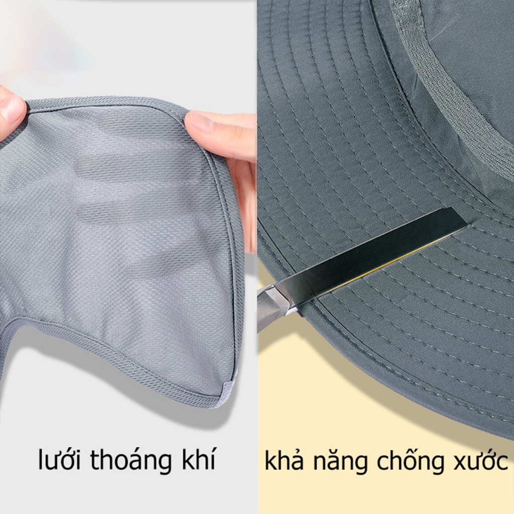 Mùa Hè Nhanh Khô Nam Nữ Nón Ngoài Trời Khẩu Trang Rộng Vành Nón Chống Nắng Vành Cho Câu Cá Săn Bắn-GM-FSM01-1/-2