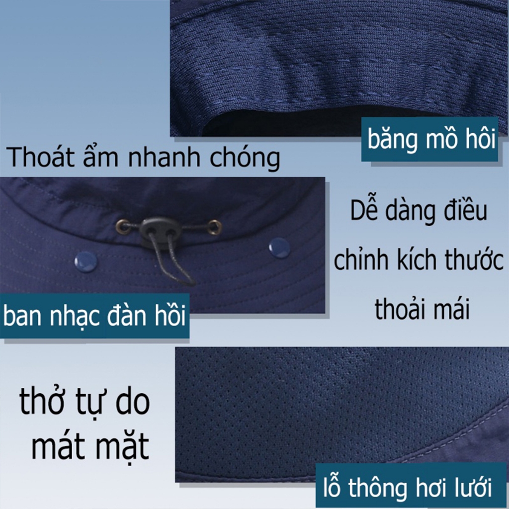 Mùa Hè Nhanh Khô Nam Nữ Nón Ngoài Trời Khẩu Trang Rộng Vành Nón Chống Nắng Vành Cho Câu Cá Săn Bắn-GM-FSM01-1/-2