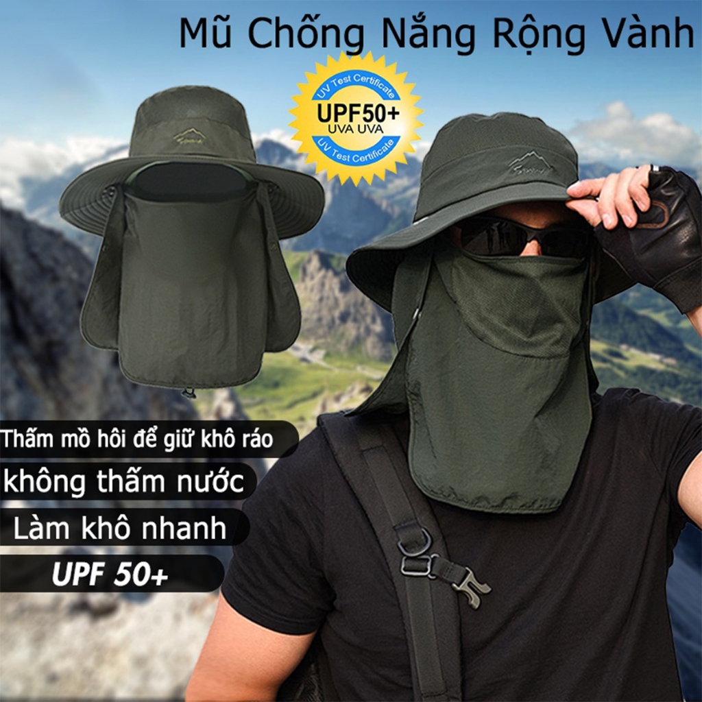 Mùa Hè Nhanh Khô Nam Nữ Nón Ngoài Trời Khẩu Trang Rộng Vành Nón Chống Nắng Vành Cho Câu Cá Săn Bắn-GM-FSM01-1/-2