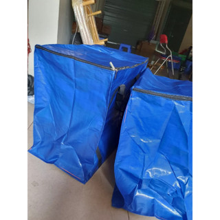  Túi bạt đựng đồ kích thước lớn màu xanh cam có dây kéo 