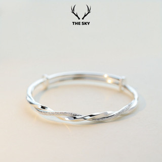  Lắc tay nữ THE SKY Kiềng cứng mặt Xoắn cách điệu phay nhám xinh xắn 