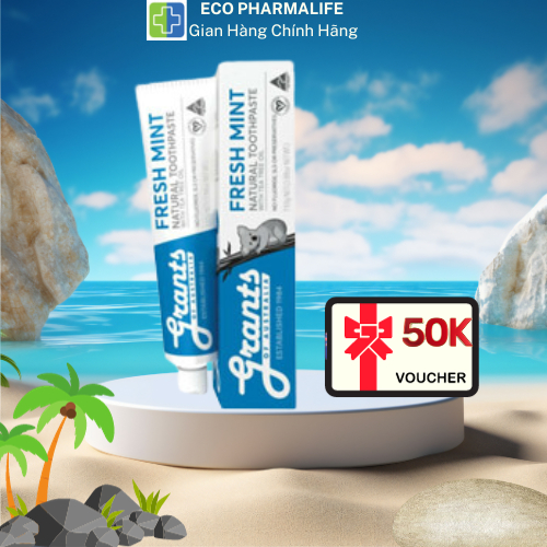 Kem Đánh Răng Thảo Dược GRANTS Tràm Trà Bạc Hà Giảm Ê Buốt Hơi Thở Thơm Mát Tuýp 110g_Eco Pharmalife Official