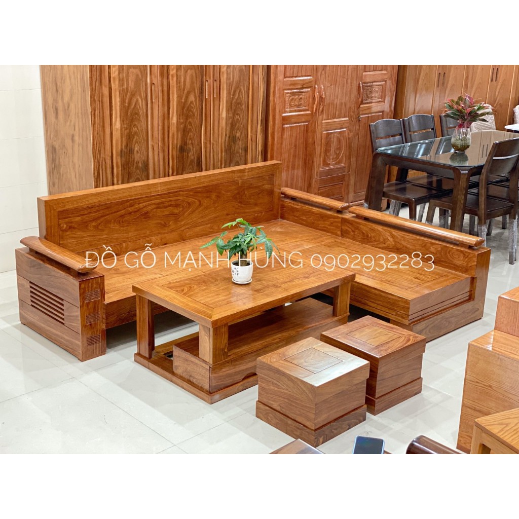 Bộ sofa góc gỗ hương 2m x 1.8m MG71