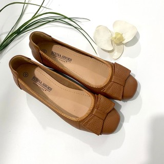 Giày nữ búp bê da thật binna-102 giá xưởng da giày êm mềm đế tpr 4cm chống trơn trượt