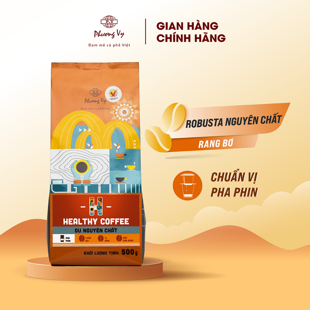 Cà Phê Rang Xay Healthy Coffee 500g đậm đà, thơm ngon, Cà Phê Nguyên Chất Phương Vy Coffee