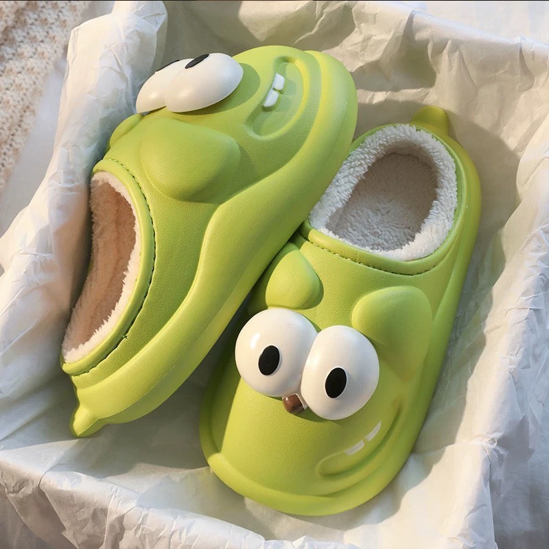 Dép lót bông đi trong nhà, dép lông hình mắt to siêu mềm siêu ấm chân - TinTinStore