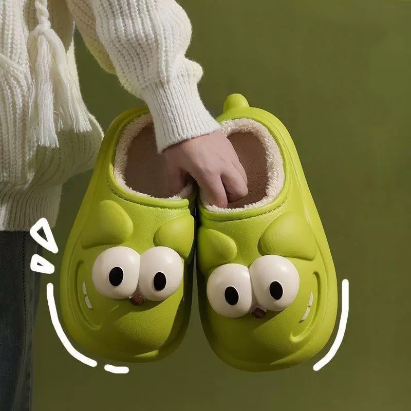 Dép lót bông đi trong nhà, dép lông hình mắt to siêu mềm siêu ấm chân - TinTinStore