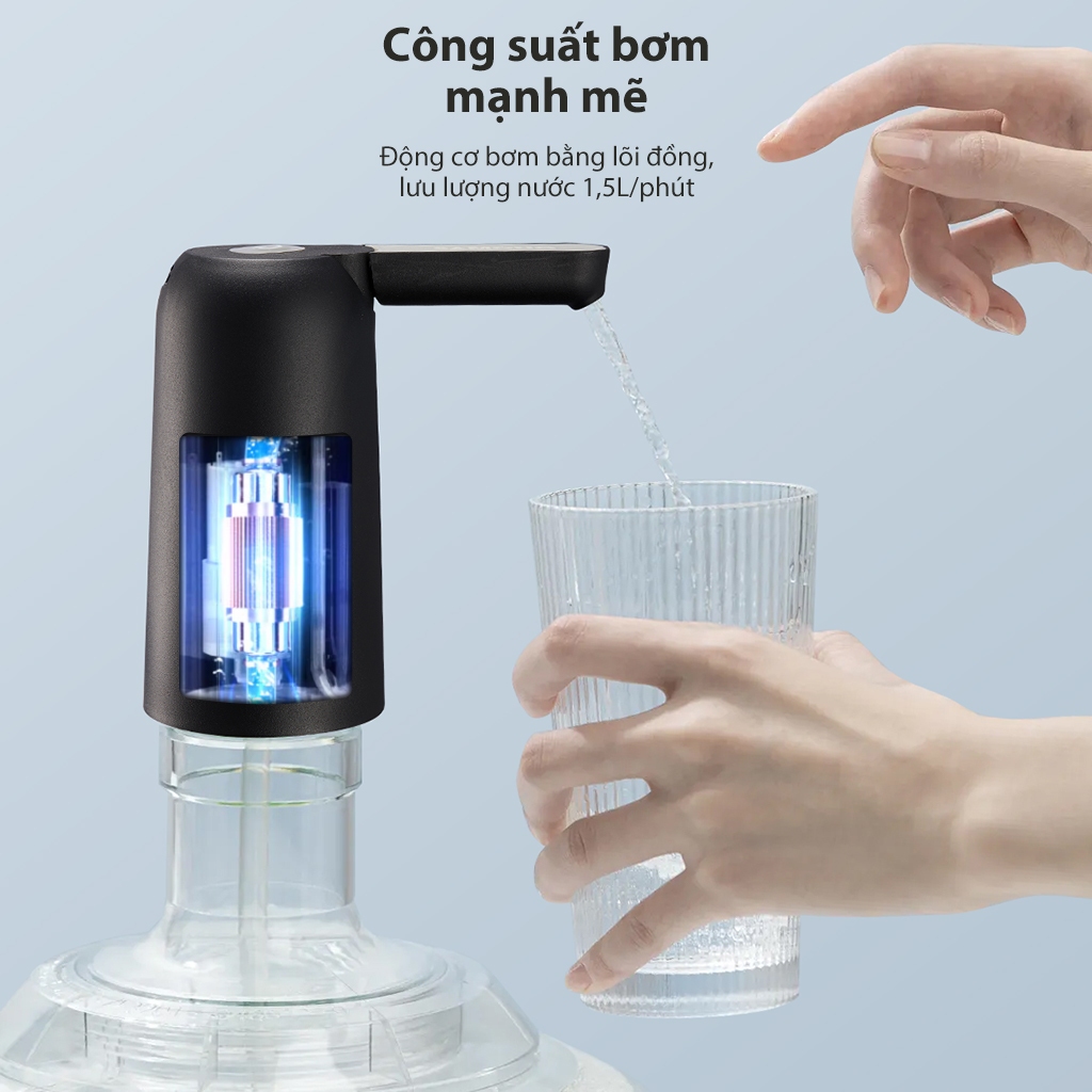 Samono Vòi bơm hút bình nước bình rượu điện tự động có sạc USB SW-CQ04