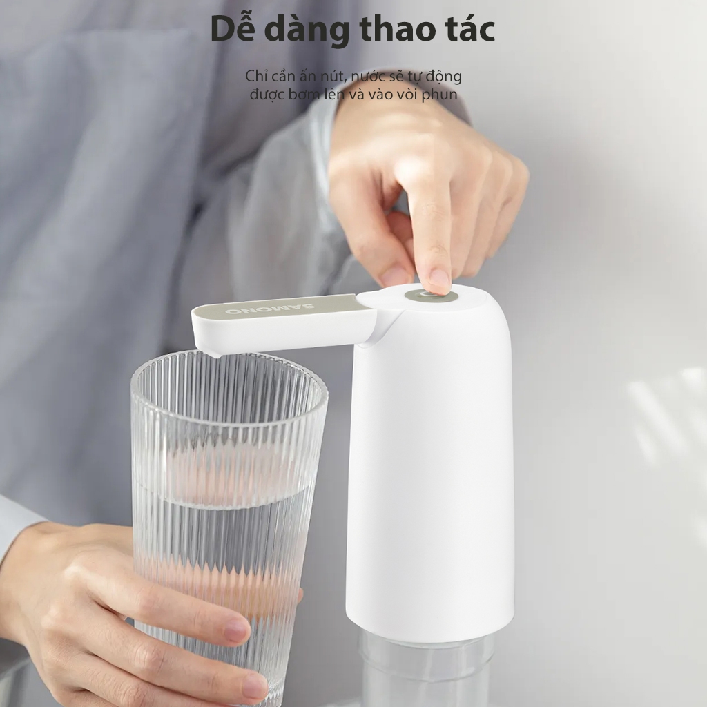 Samono Vòi bơm hút bình nước bình rượu điện tự động có sạc USB SW-CQ04
