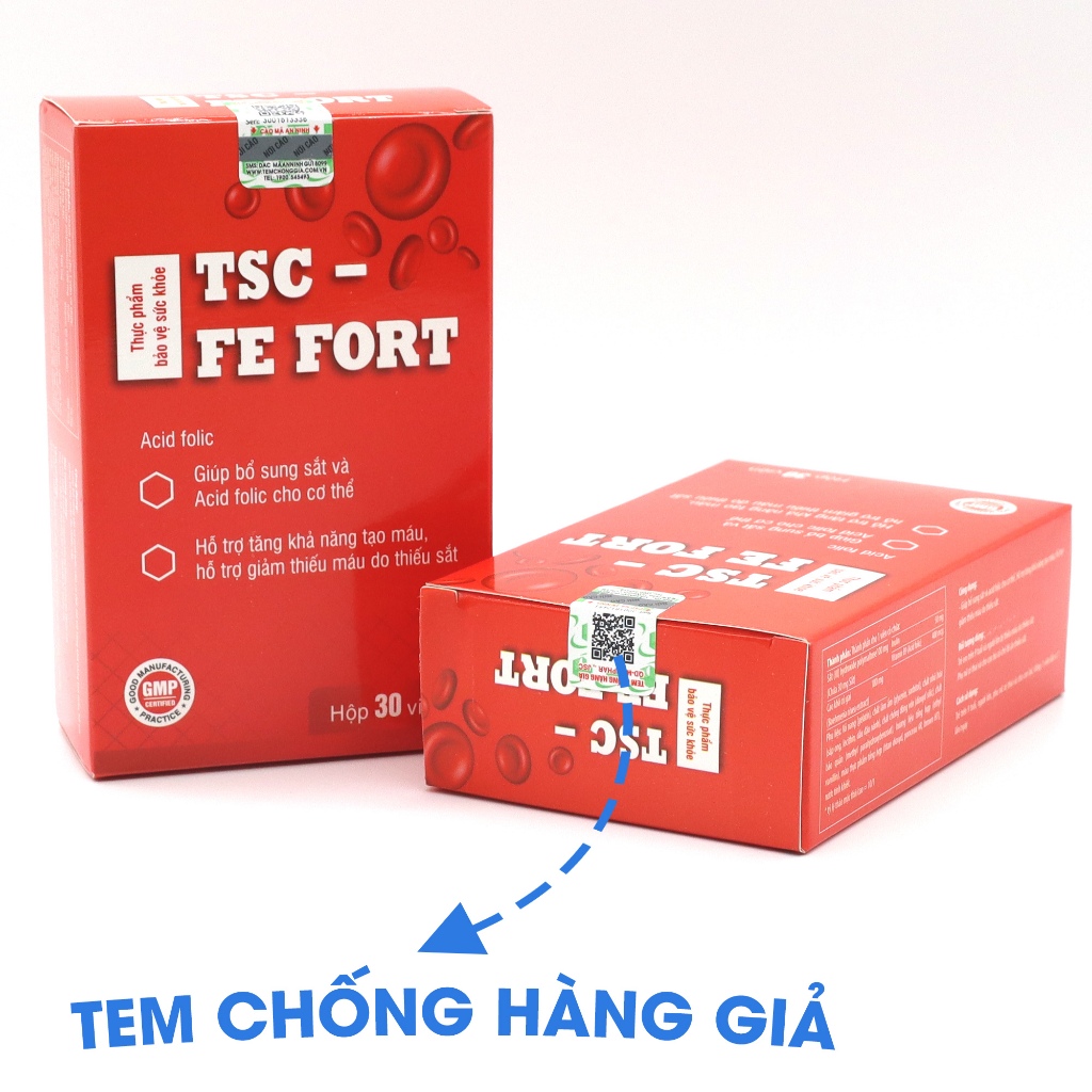 Viên sắt bổ máu cho bà bầu và sau sinh - TSC Fe Fort từ sắt hữu cơ dễ hấp thu và acid folic - Thomsoncare