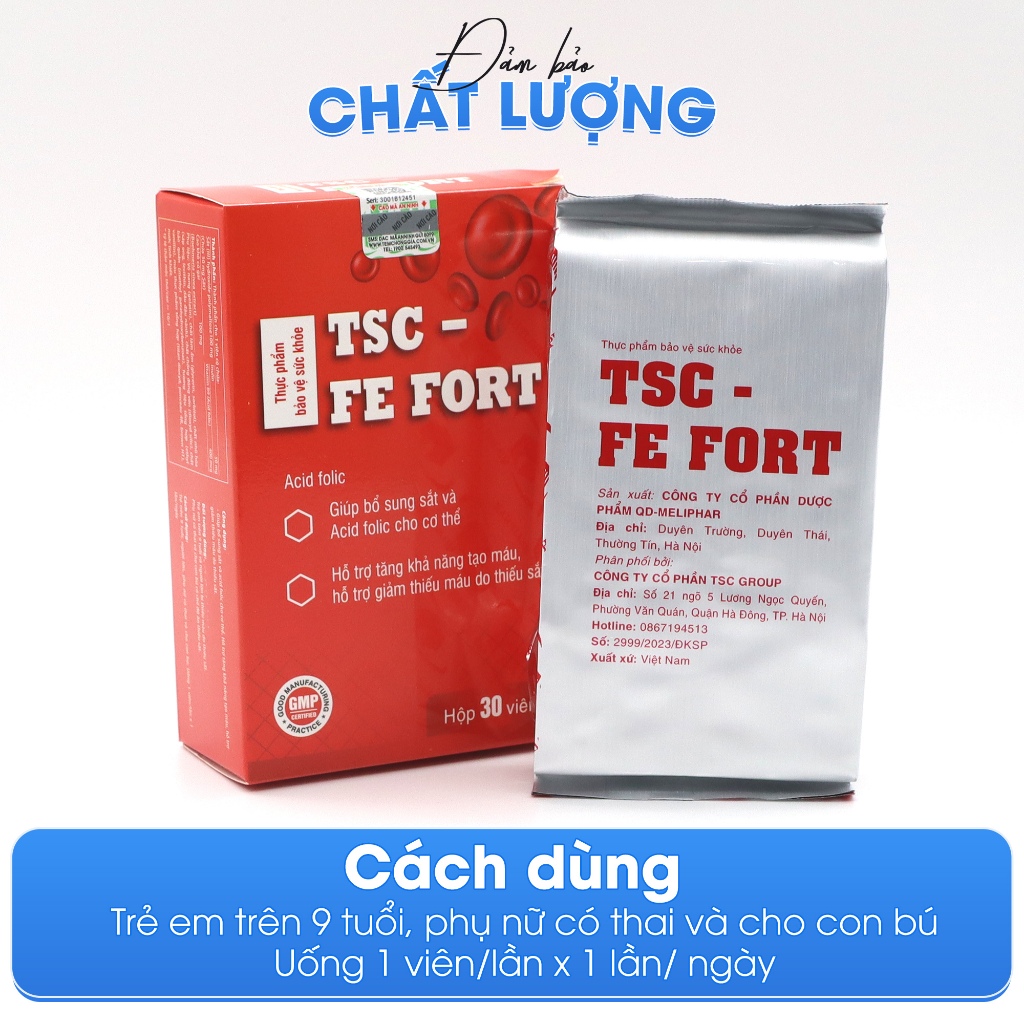 Viên sắt bổ máu cho bà bầu và sau sinh - TSC Fe Fort từ sắt hữu cơ dễ hấp thu và acid folic - Thomsoncare