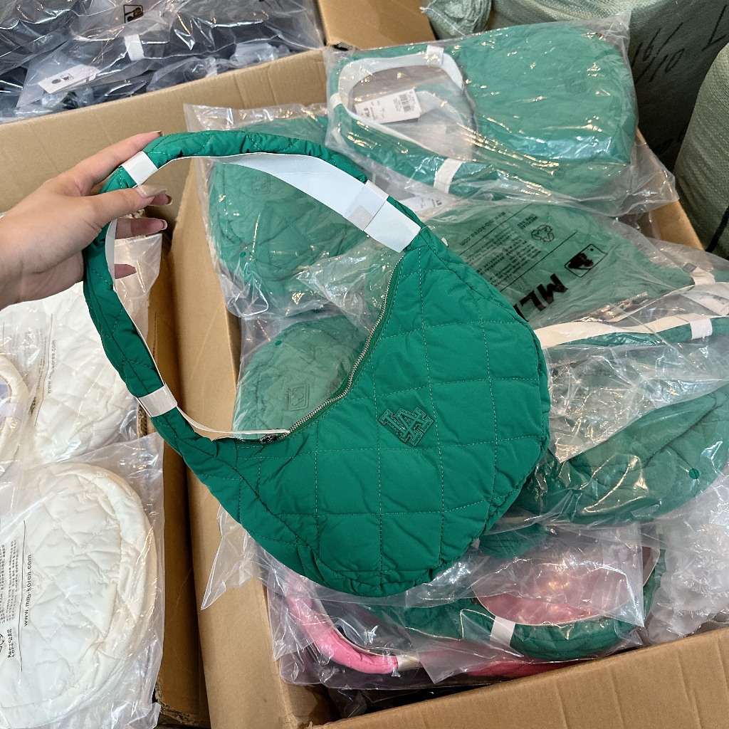 Túi MLB hobo nữ kẹp nách dây đeo mềm chất vải phao bền, siêu nét