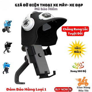 Giá đỡ điện thoại xe máy có mũ bảo hiểm,kẹp gắn chân gương,ghi đông chống rung,nước xoay 360 tuna store