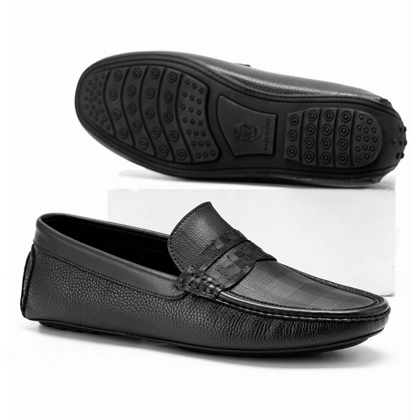 Giày da nam LEXSHOES giày mọi đế âm da bò cao cấp LS17 cao cấp bảo hành 2 năm