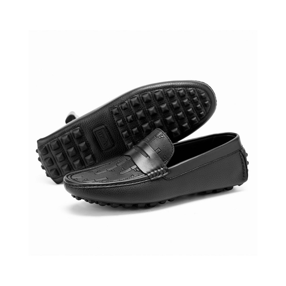 Giày da nam LEXSHOES giày mọi đế âm da bò cao cấp LS18 cao cấp bảo hành 2 năm