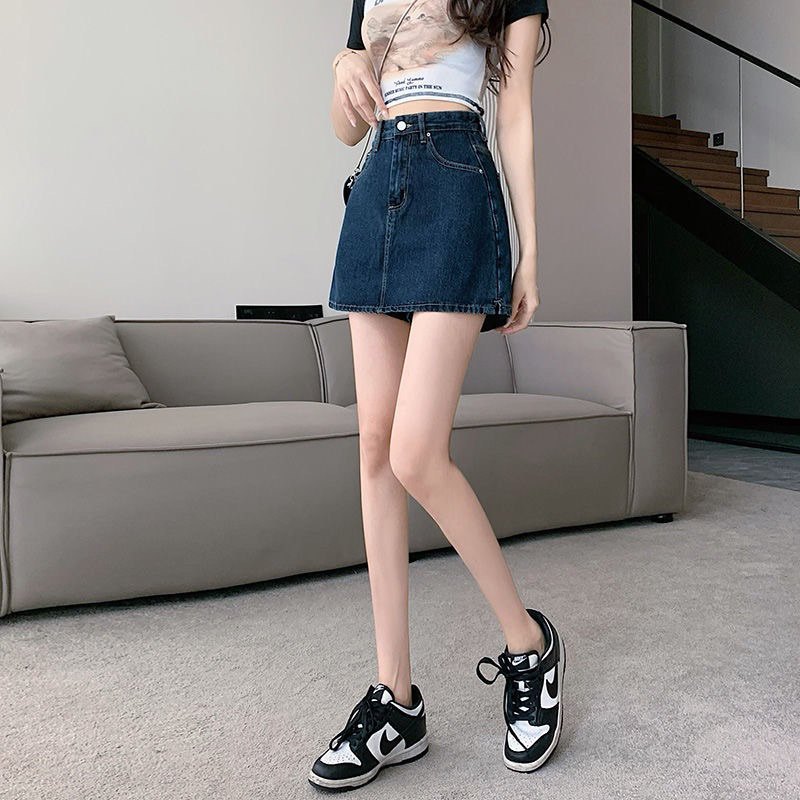 Quần váy bò denim dáng chữ A phong cách hàn quốc