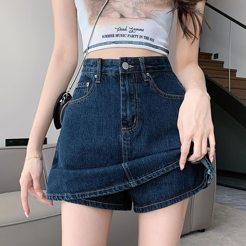Quần váy bò denim dáng chữ A phong cách hàn quốc