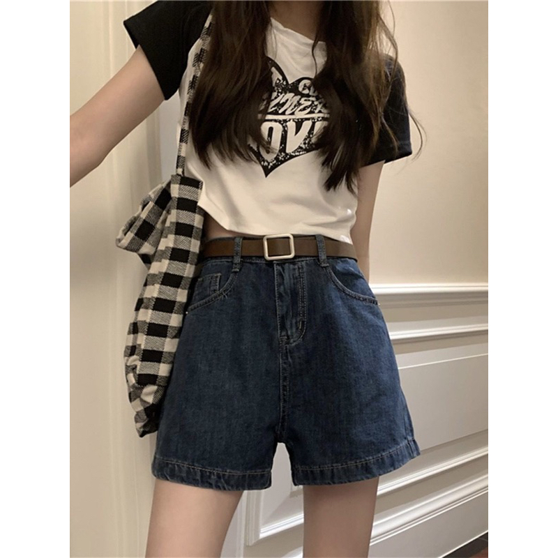 Quần short jean denim cạp cao phong cách hàn quốc M23